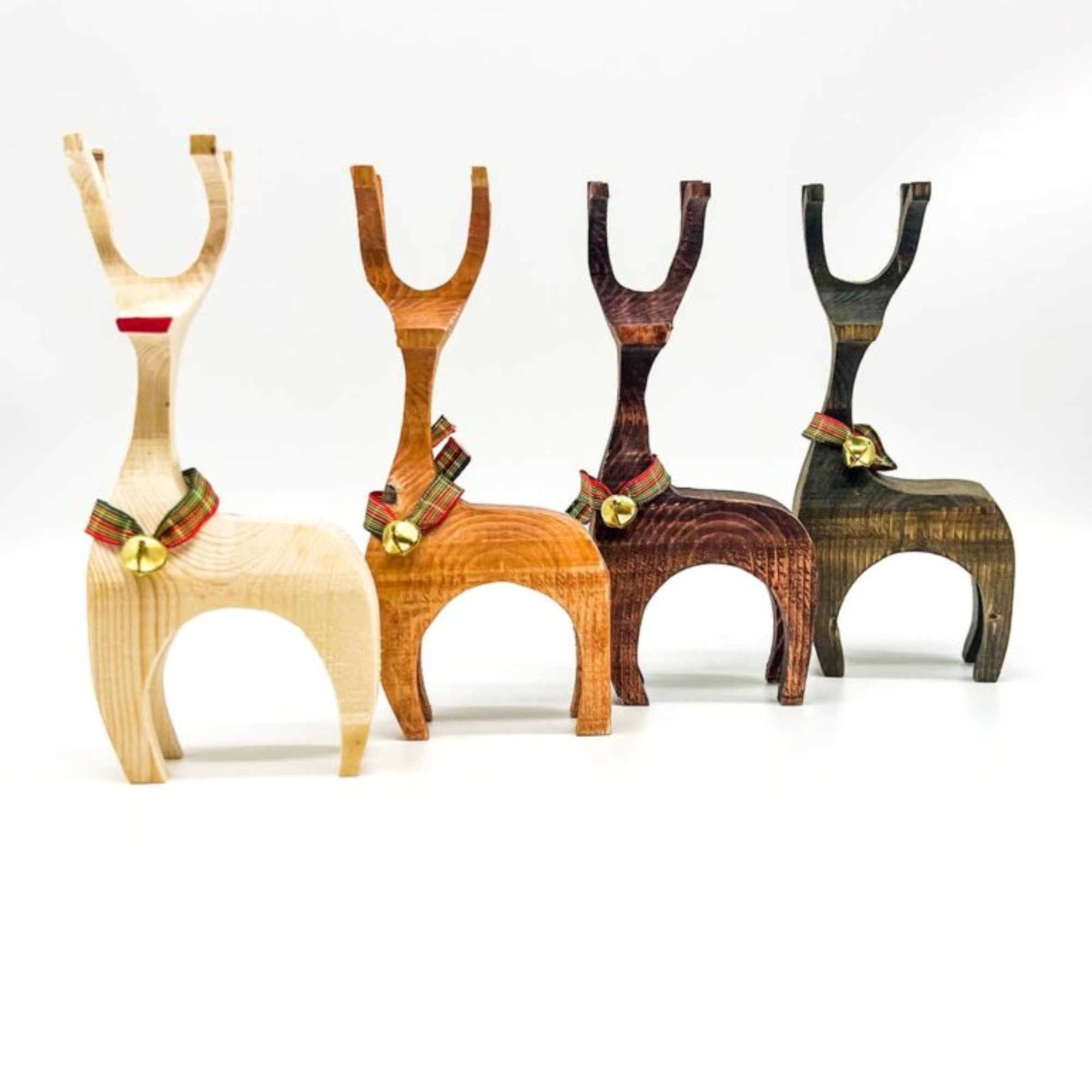 Modern Reindeer Wood Statues