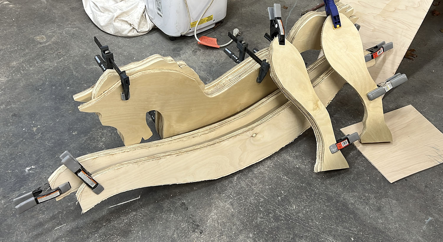 Wooden Horse cut up into pieces for assembly