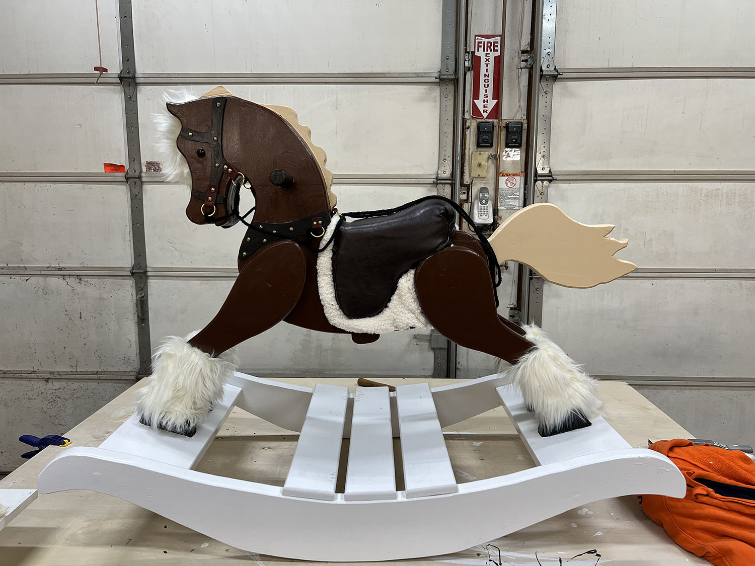 Completed wooden rocking horse